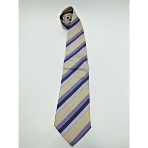 Palio Mens Silk Necktie Purple Gold Navy Diagonal Striped Formal Business Tie‎